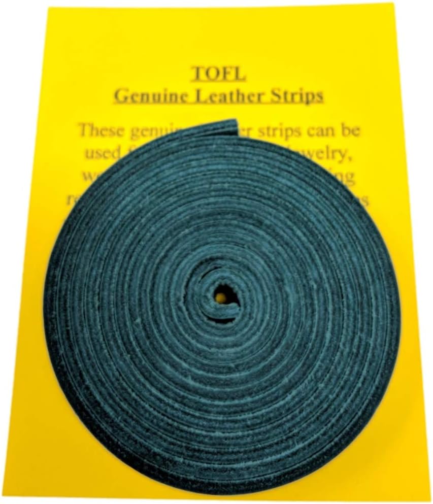 TOFL 3/4" Wide Leather Strap | Leather Strips for Crafts, Jewelry, & Furniture Projects | 72" (6 Feet) Long x 3/4" Wide x 1/8" Thick (7-8oz) | Teal