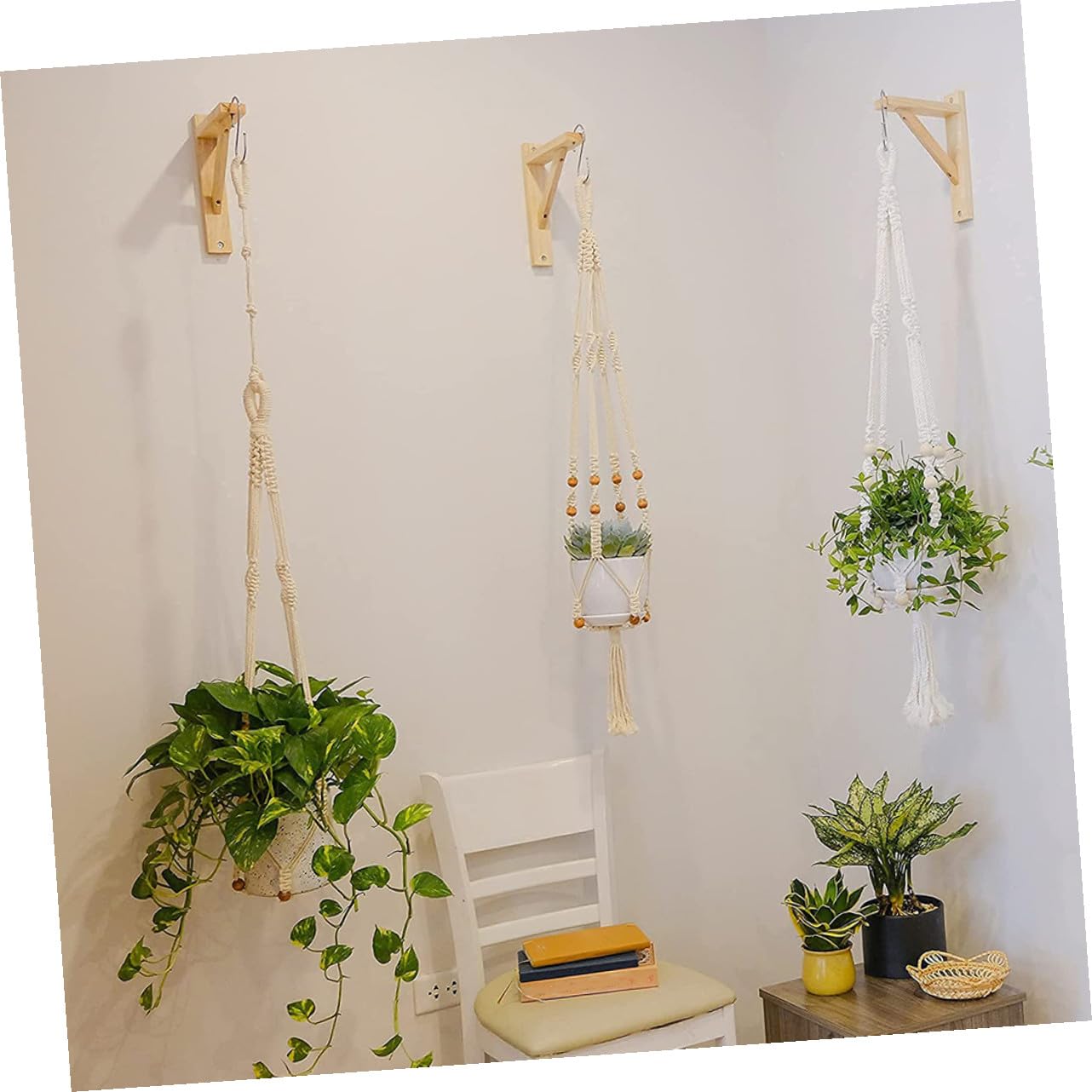 Hemobllo 3 Ensembles Corde De Suspension Macramé Ajustable Pour Plantes Rallonges De Support Pour Pots De Fleurs Décoration Intérieure Extérieure Facile À Installer Durable 8 Pièces * 3
