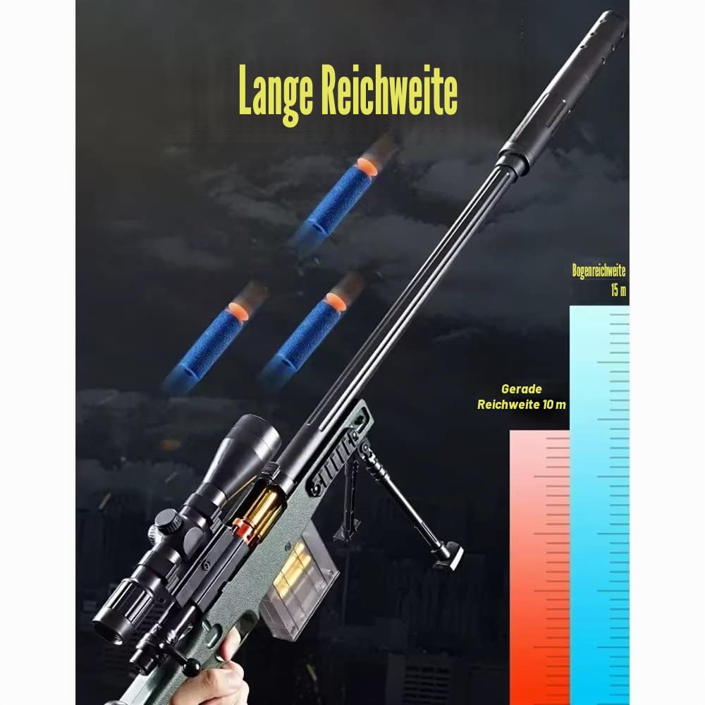Schaumstoff-Blaster Gewehr, Scharfschützengewehr mit 20 Weichen Bällen, Soft Bullet Sniper Toy Gun mit Brille für Kinder, Unisex, Spielzeugpistole für Jungen, Kinder und Erwachsene – 98 K