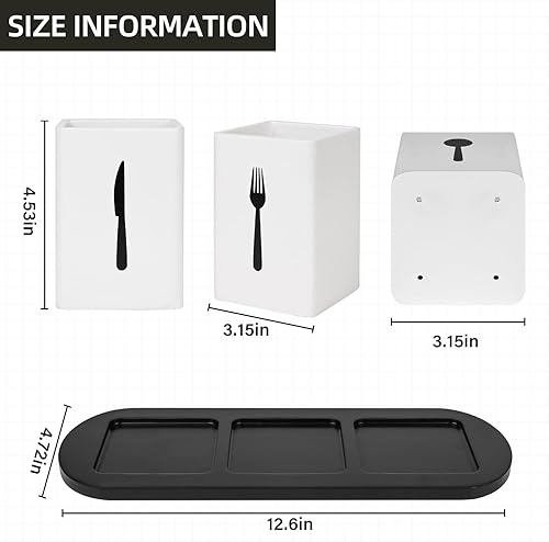 Miniatura 7 de GEHE Organizador de cubiertos de 3 piezas para encimera, organizador de utensilios para fiestas, organizadores de cubiertos con bandeja, organizador