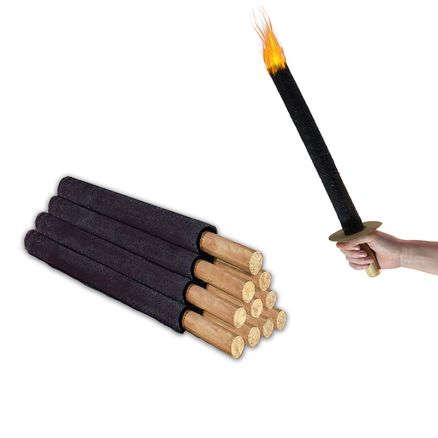 11 Fackeln Hochwertige Handschutz, mit Extra Langem Griff, Kinder Fackeln Spaß für Nachtwanderung Wachsfackel 11 x 45 min