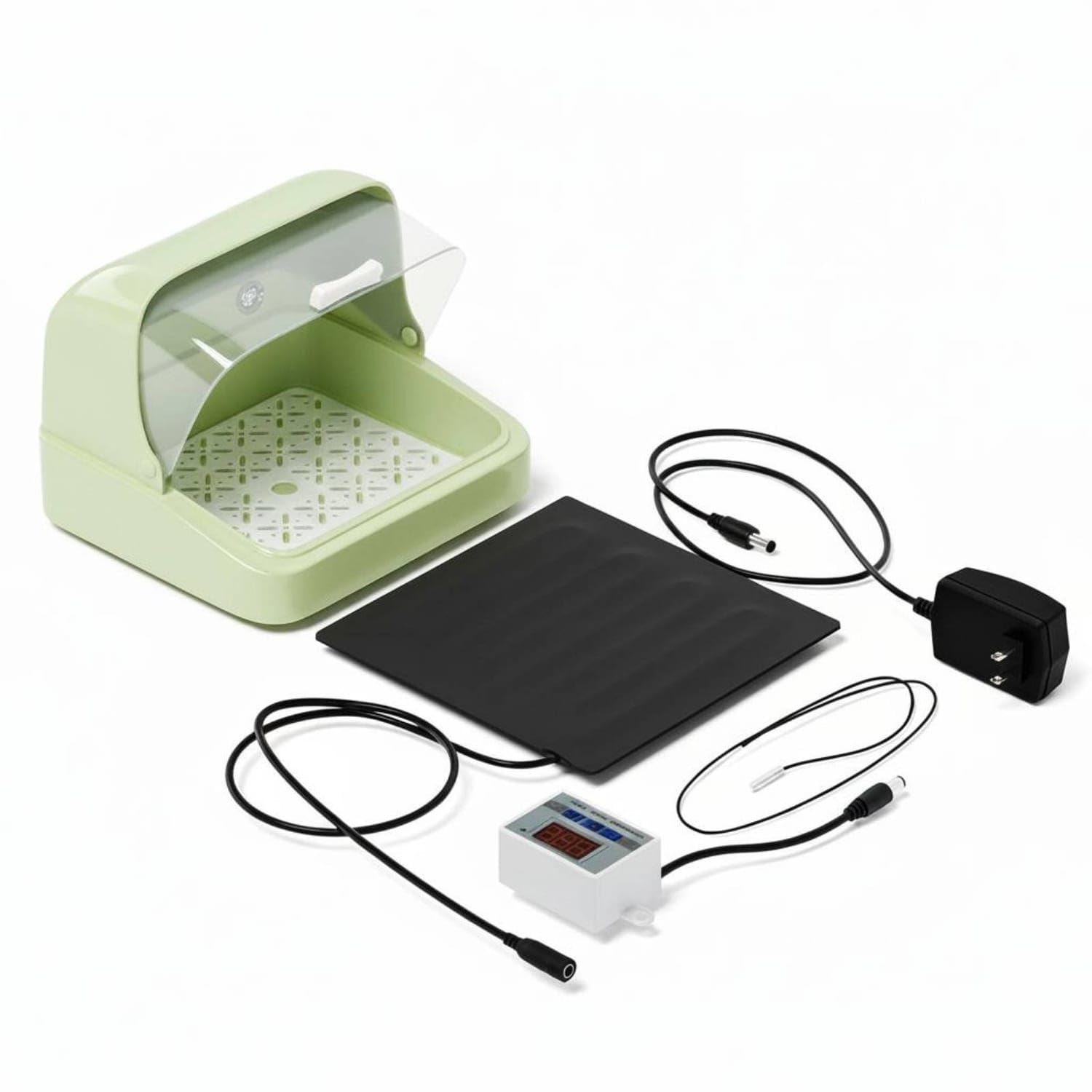 Fast Heating Temperature Control Parrot Brooder Digital Display Portable Bird Incubator Timer Function USB Powered Bird Warming Box for Travel, Car Use, Grn 38-Hole Non-adj-image-29