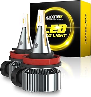 AUXITO H8 H11 H16 LED Fog Light Bulb Fanless, 6500K Cool White, 400% Brightness CSP Chips, Long Lifespan, Plug and Play, H11 Halogen Replacement Fog lights DRL Bulbs for Vehicle, Pack of 2