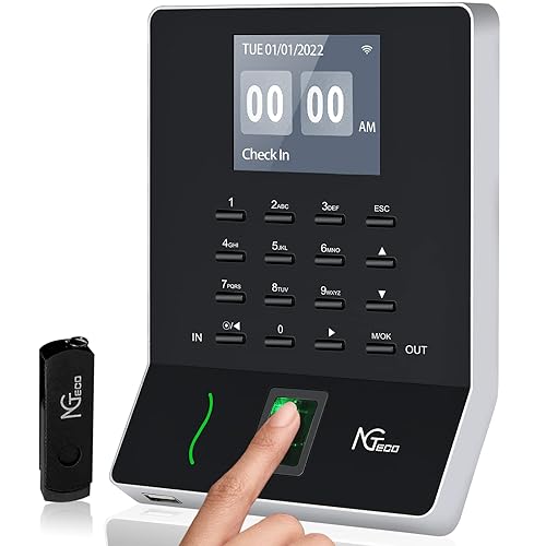 NGTeco APP-Based Time Clocks for Employees Small Business, W2 (Fingerprint+Password)