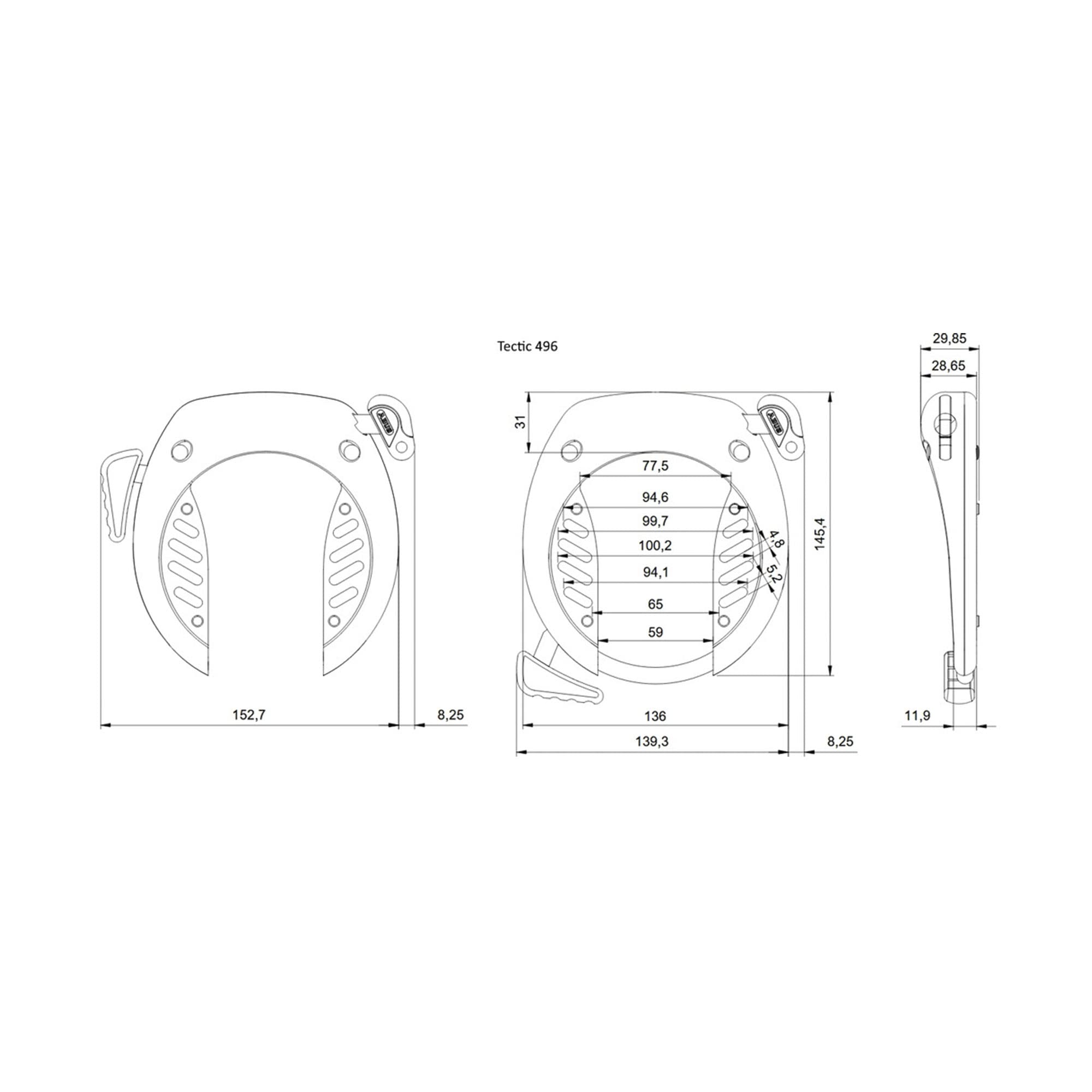 ABUS Unisex, Lucchetto per bicicletta 496 NR BK OE, Nero, taglia unica