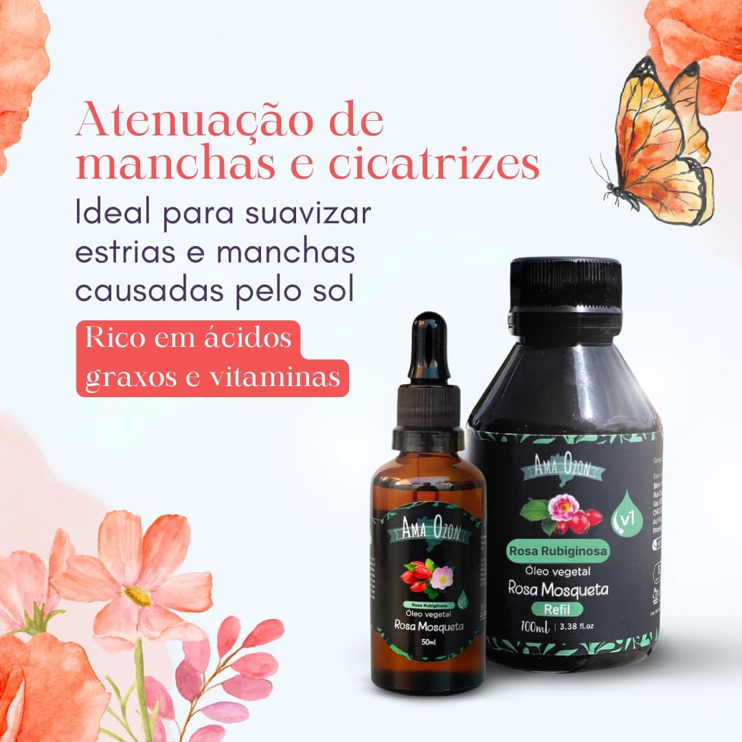 Óleo Vegetal de Rosa Mosqueta Rubiginosa - 100% Natural e Puro Prensado a Frio Clareador de Manchas Virilhas e Axílas - Hidratante para Pele e Cabelos (50ml) Óleo Vegetal de Rosa Mosqueta Rubiginosa - 100% Natural e Puro Prensado a Frio Clareador de Manchas Virilhas e Axílas - Hidratante para Pele e Cabelos (50ml)