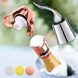 Kalevel 2 Pack Wine Stopper Saver Reusable Wine Vacuum Pump Preserver Keep Wine Fresh Rose Gold