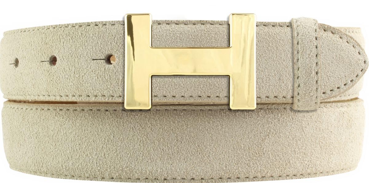BELTINGER Damen-Gürtel HELEN aus Veloursleder 3,0 cm | Velour-Ledergürtel für Damen 30mm | Wildleder-Gürtel mit gold, glänzender Gürtelschließe