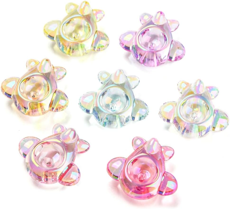 Ornazy 100Pcs Random Acrylic 3D Plane Beads for DIY Jewelry Making