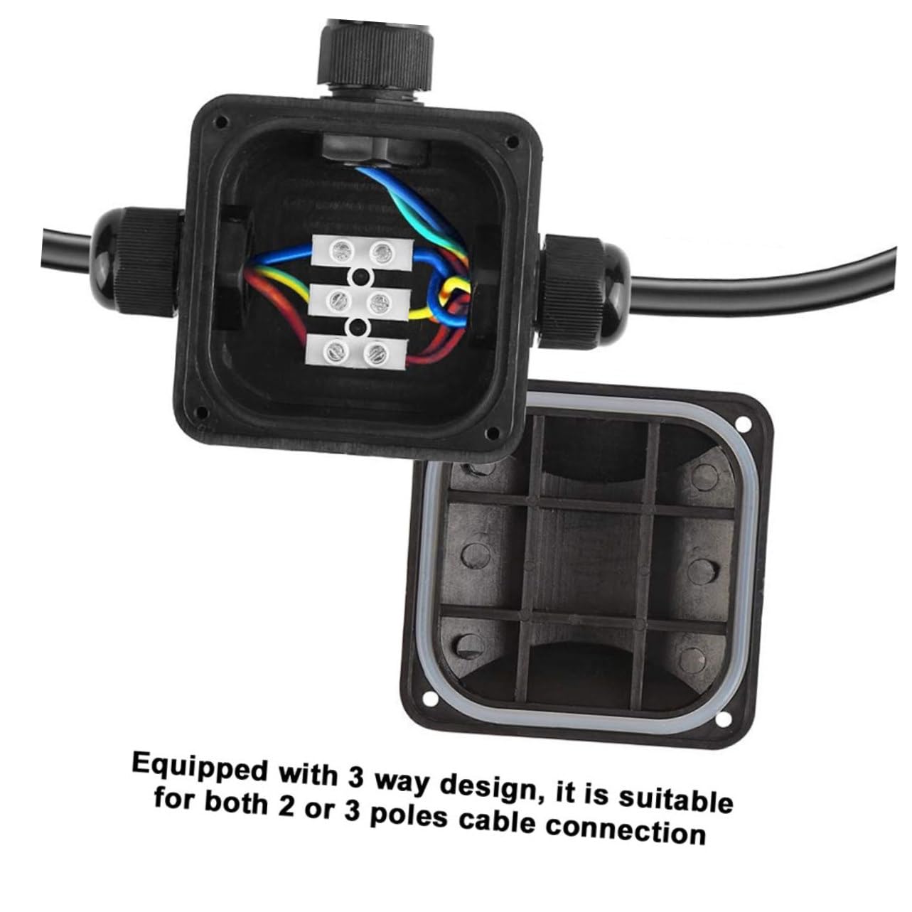 Amosfun 3 Sätze Wasserdichte Anschlussdose Multi Boxen Für Draußen Elektrisches Zubehör Im Freien Schutz Kreuzung Anschlussdosen Wasserdichtes Stecker Plastik Schwarz 2 Stück * 3