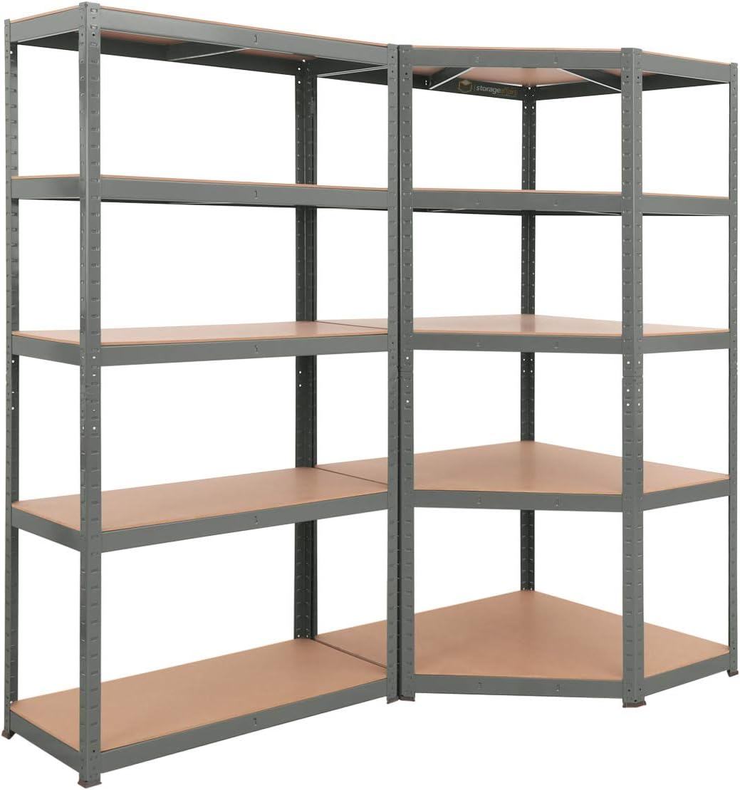 Corner Garage Shelving Unit & 180 x 90 x 40 Heavy Duty Shelves 175kg