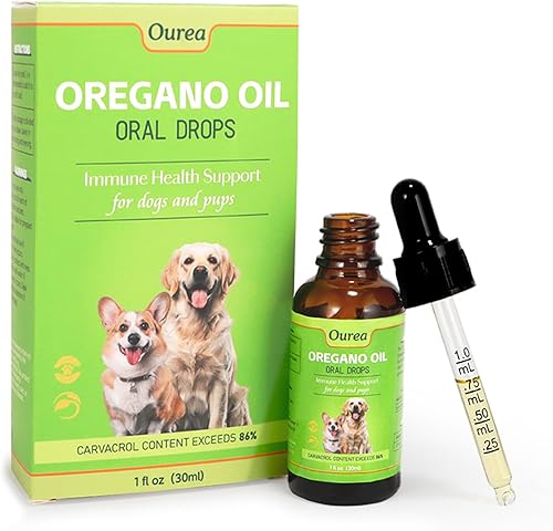 Gotas de aceite de orégano para perros y cachorros, apoyo inmunológico natural para perros, aceite orgánico de gotas de orégano, apoyo para la salud