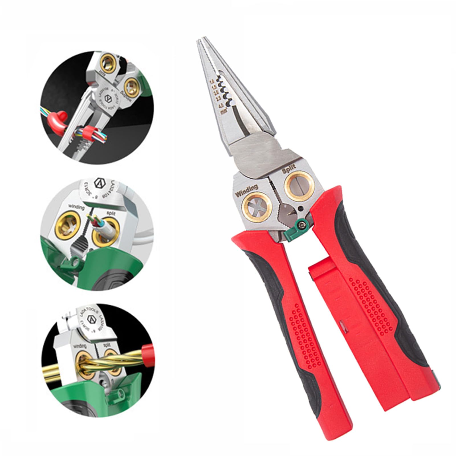 Boxonly 8-in-1 Wire Strippers with Electricity Measurement Function, Multi-Functional Pliers for Cutting Stripping