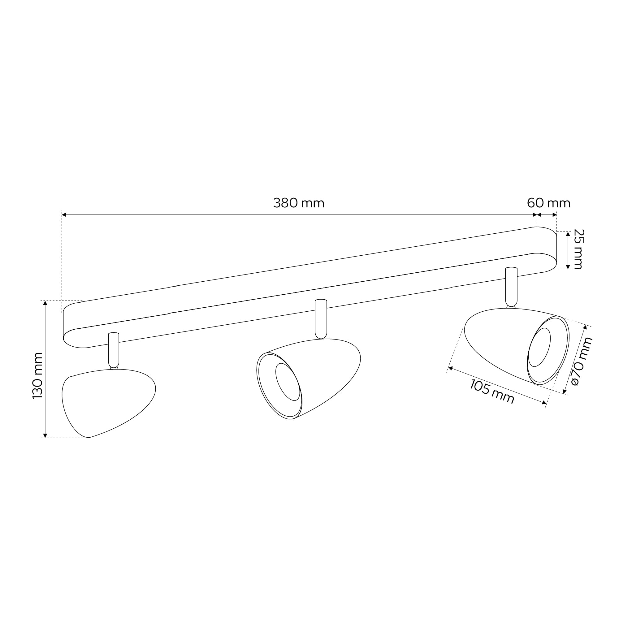 Plafonnier patère orientable 3 spots G9 3x40W
