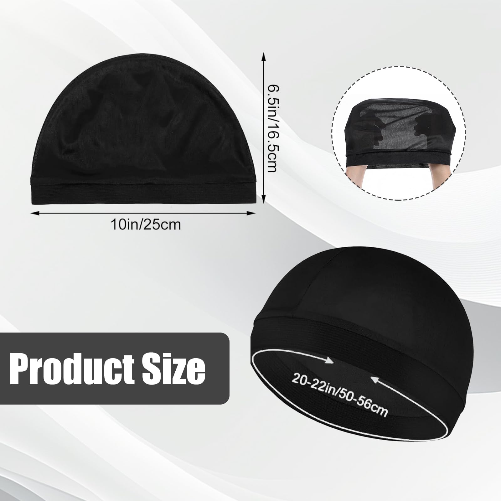 4 Pcs Wave Cap,Silk Wave Sleep Hair Cap for Black Men, Mens Night Elastic Band Satin Skull Caps Unisex Shower(Black)