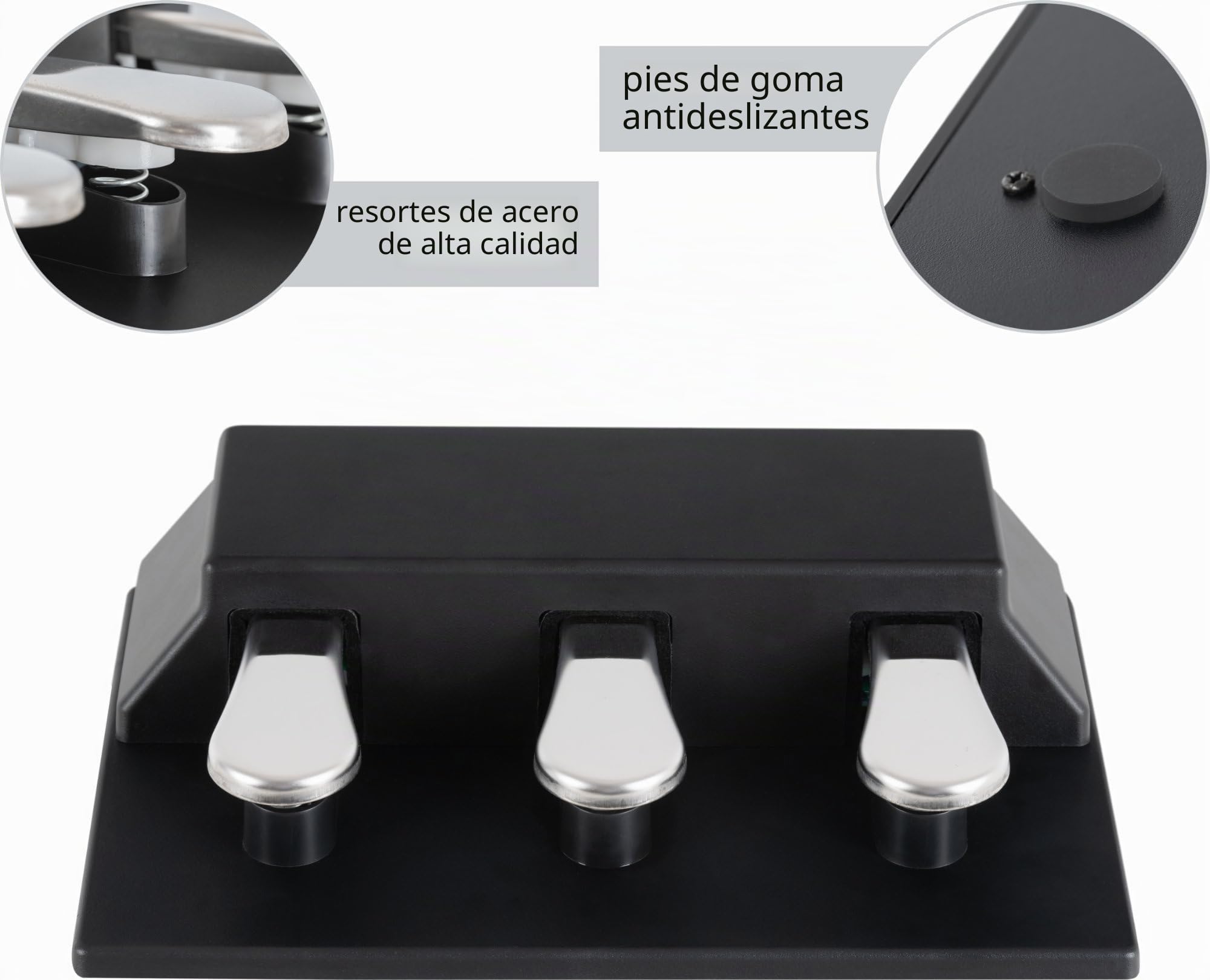 Classic Cantabile LP-Y Unidad de Pedales Triple, Conector multipin | Unidad de pedales transportable, Compatible con muchos pianos Yamaha de las series P y DGX, Patas de goma antideslizantes