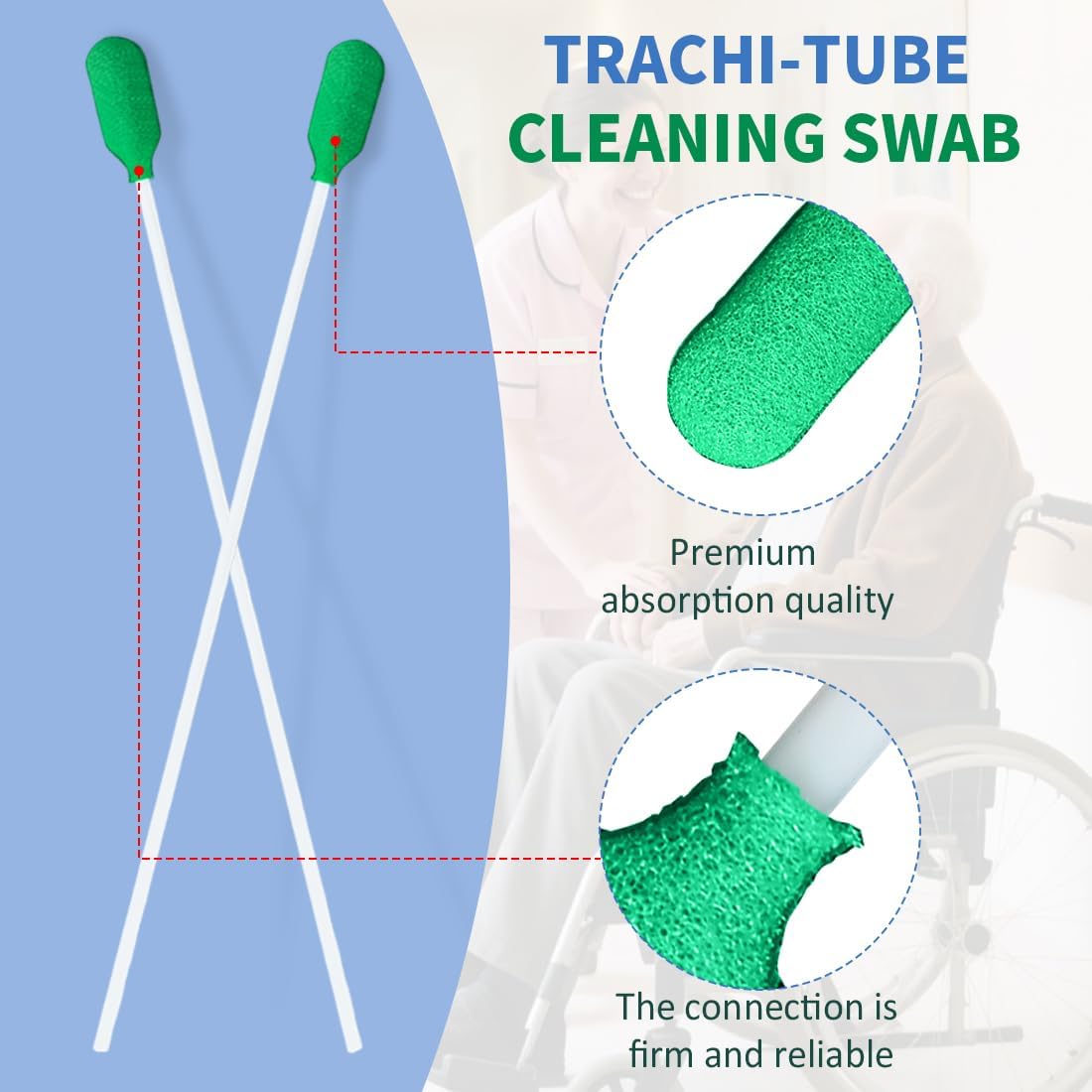 Tracheostomy Cleaning Brushes Trache-Tube Cleaning Swab for Tracheostomy Supplies-100PCS
