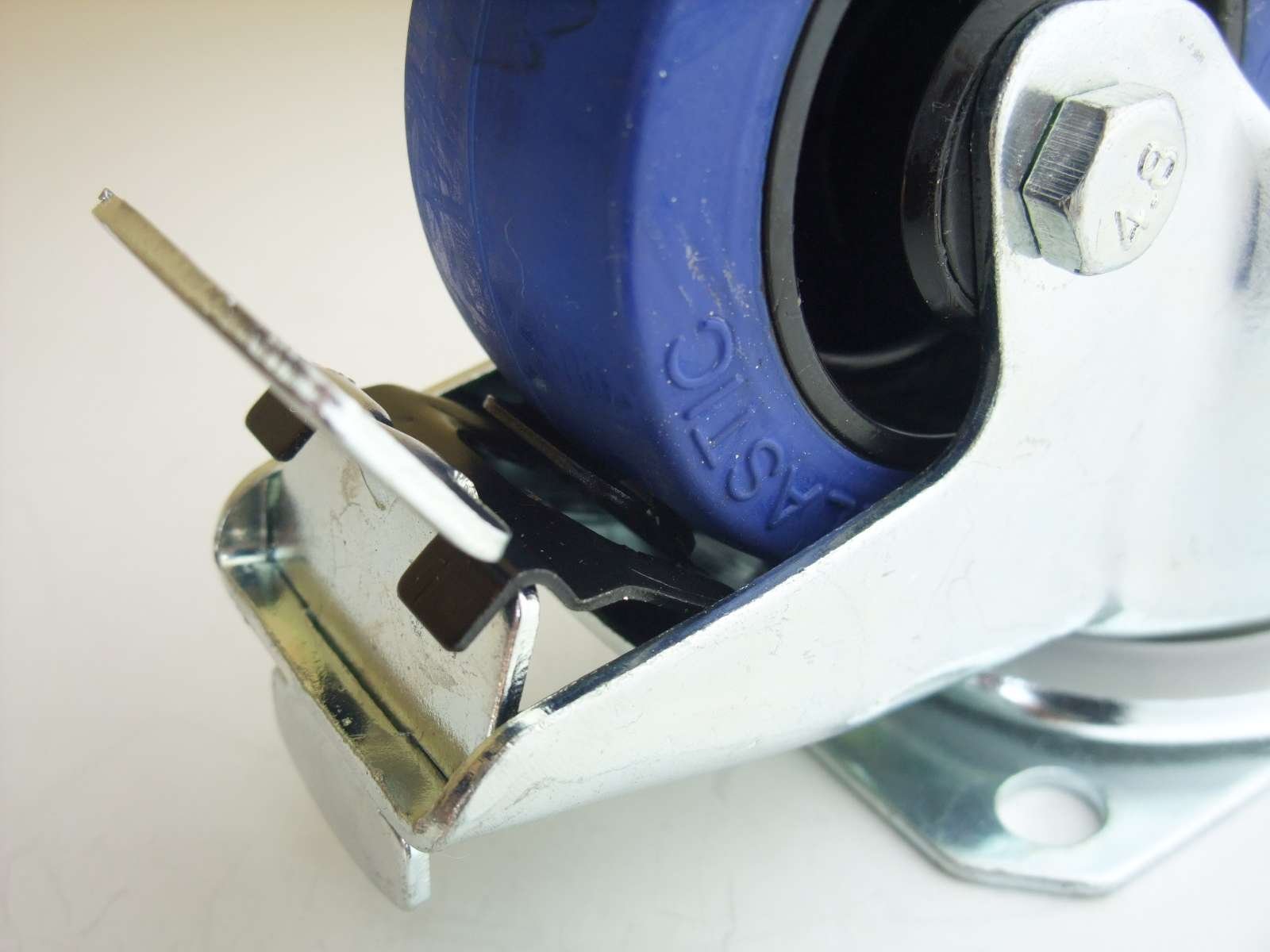 4 Stück 80mm Blue Wheels mit Bremse/Feststellbremse Lenkrollen Transportrollen 140kg / Rad - INDUSTRIEQALITÄT (4 x Brems)