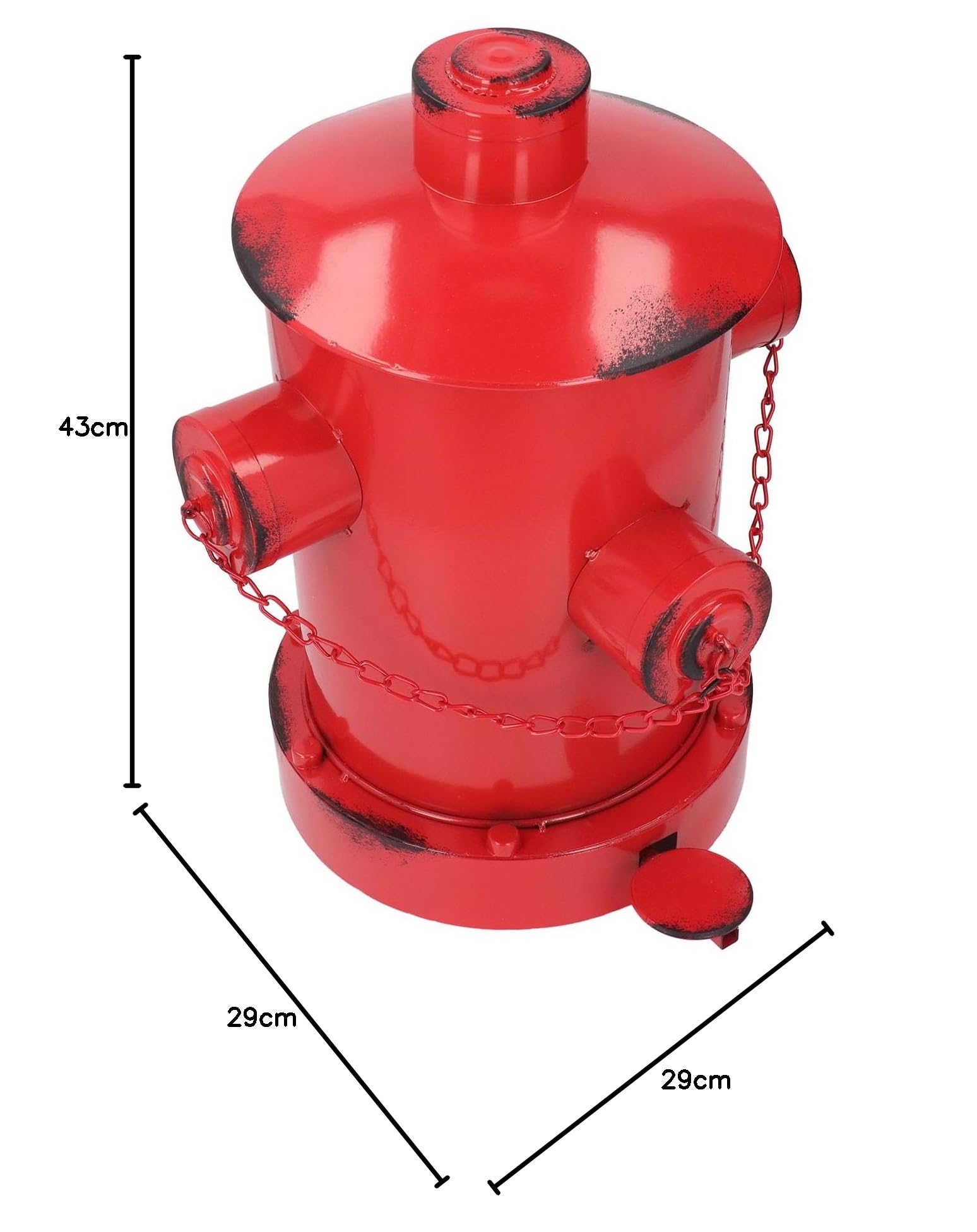 Pattumiera Decorativa Stile Industriale Retrò in Ferro per Interno/Esterno con Secchiello per Giardino, Casa, Cucina (Rosso)