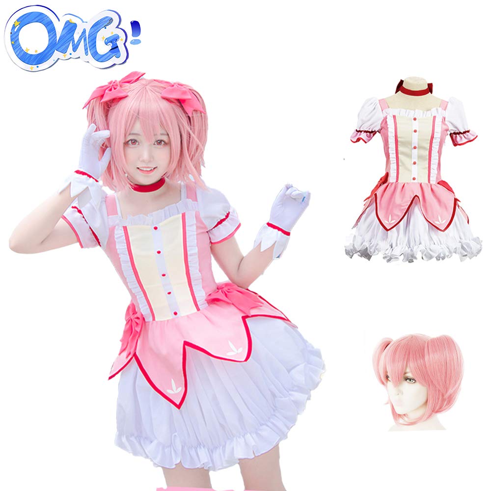 OMG まどかマギカ コスプレ衣装『ウイッグ付き』魔法少女 まどか マギカ 鹿目まどか コスプレ衣装セット (まどかマギカ, XL-サイズ)