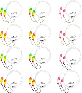 Eupheng Saltwater Pre Rigged Pompano Rigs for Surf Fishing High Low Rigs with Floats Beads Double Circle/Wide Gap Hooks 6/12PCS