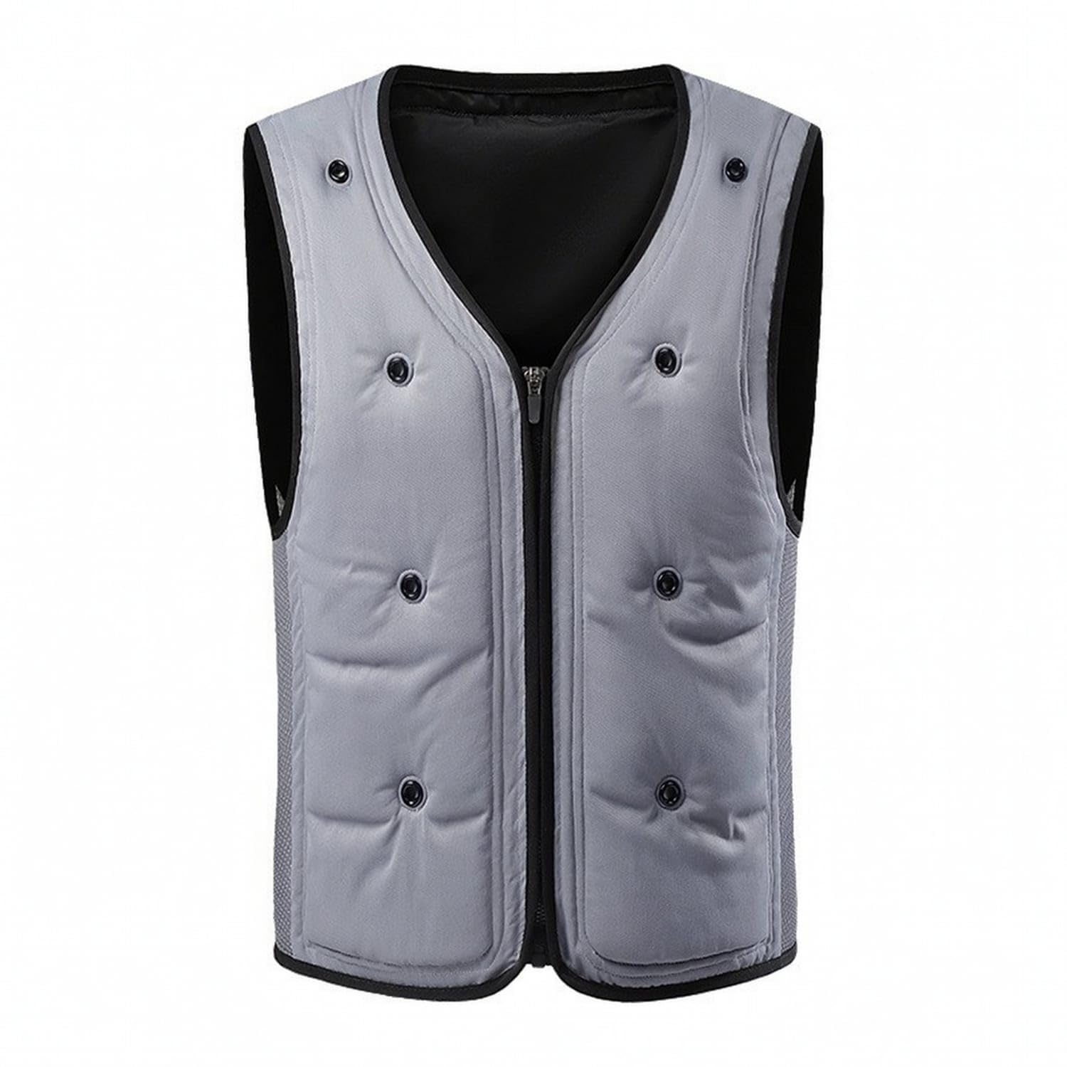 MERISHOPP Ventilated Cooling Vest with Mesh Side Panels Breathable Mesh Cooling Vest Sleeveless Workwear Quilted for Outdoor Workers, Construction Sites, Gray, 3XL-picture-33