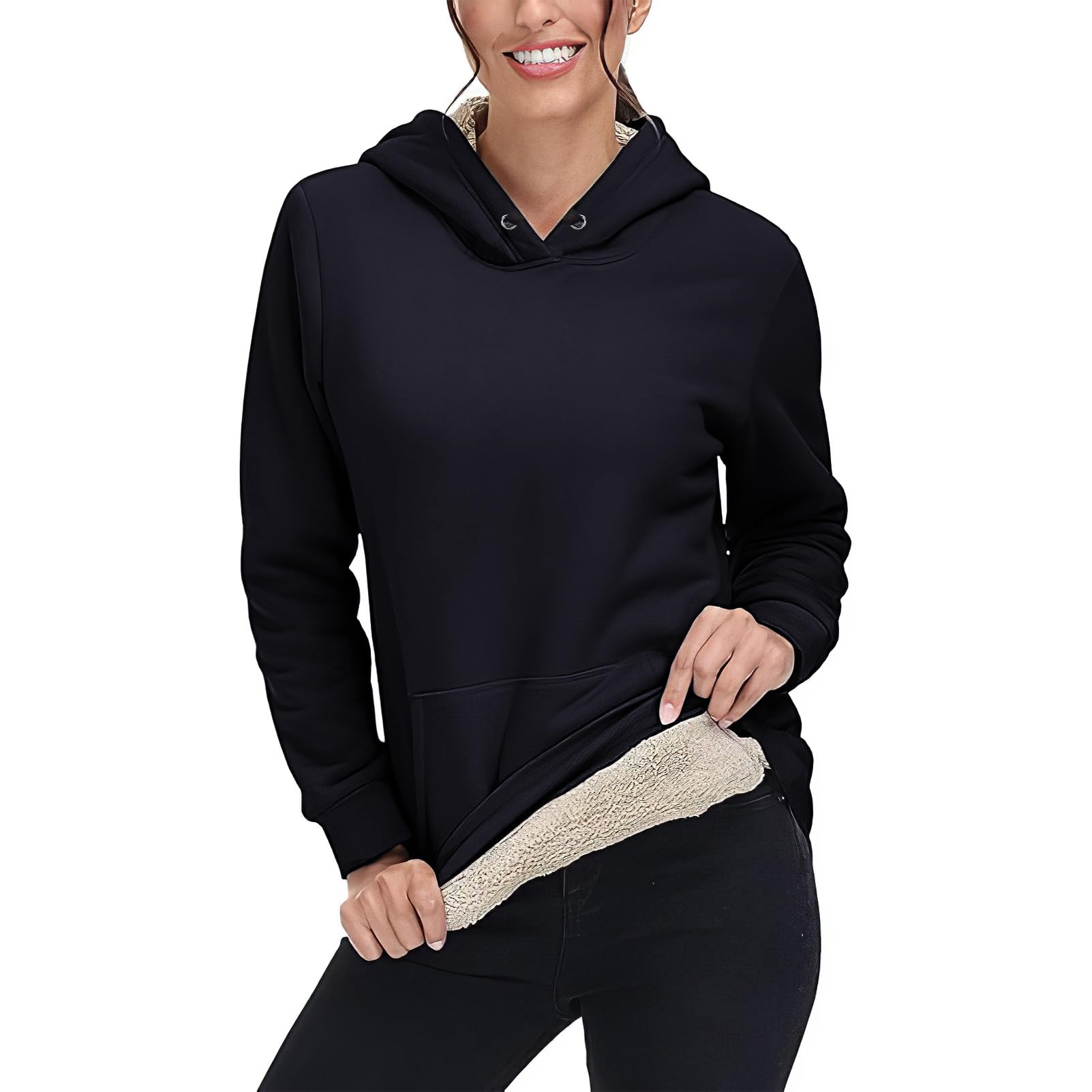 amropi Mujer Conjunto de Chándal con Forro Polar Sudadera con Capucha y Jogging Pantalones Cálido Invierno Traje