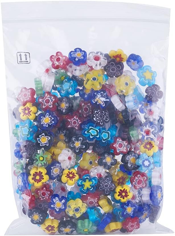 Kissitty 5 Strands Handmade Flower Millefiori Lampwork Glass Beads 10~12x4mm 16" Mixed Color for DIY Jewelry Making (About 42pcs/Strand)