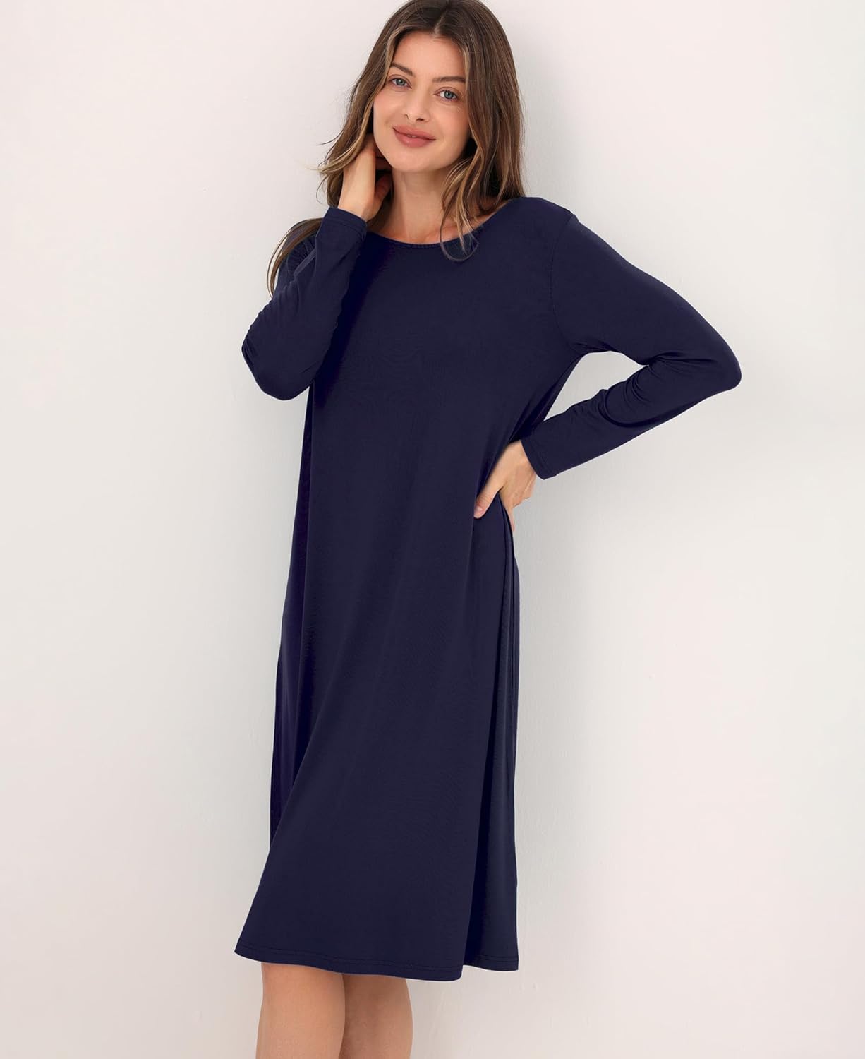 GYS Women's Nightgowns Bamboo Viscose Soft and Comfy Long Sleeve Pajama Dress - Image 4
