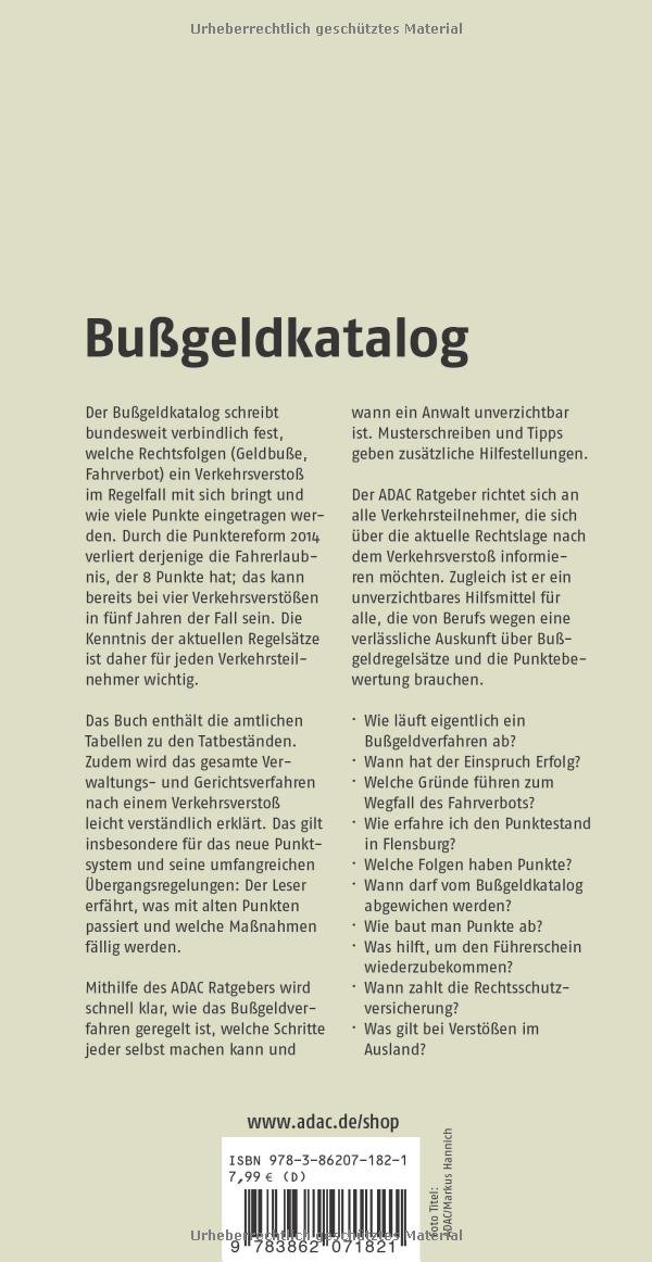 Der aktuelle Bußgeldkatalog: 17. Auflage (ADAC Fachliteratur)