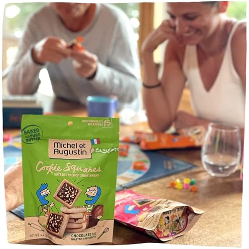 Miniatura 7 de Michel et Augustin Galletas, aperitivos envueltos individualmente, paquete de 3, chocolate con leche gourmet y mantequilla de avellana, 15 galletas