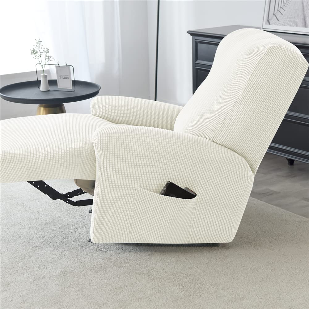 Highdi Copripoltrona Reclinabile Elasticizzato 4 Pezzi - Marrone Caffè, Con Tasche E Antiscivolo