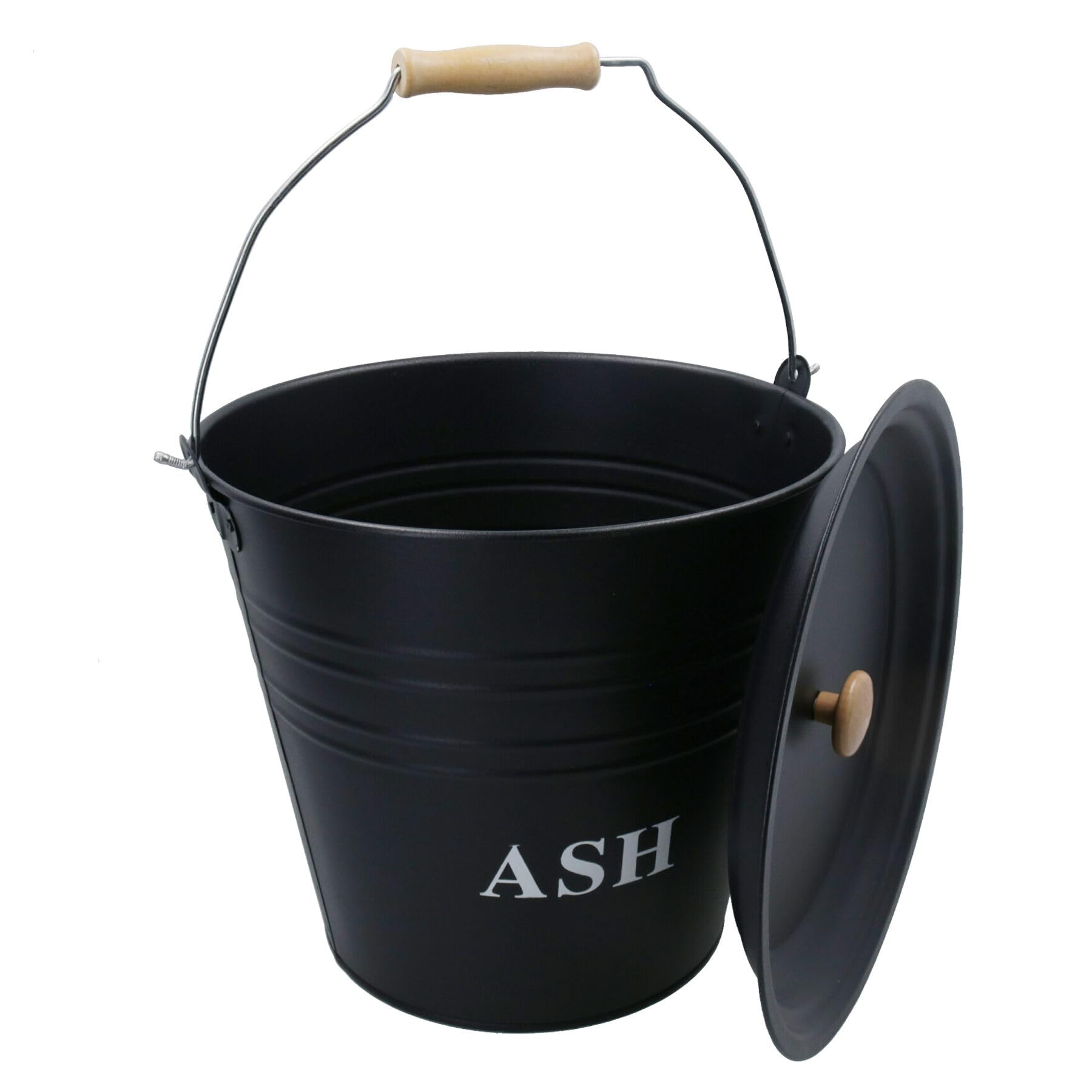 Metal 12 Litre Ash Bucket with Lid Fireplace Fireside Bin Scuttle Holder Coal