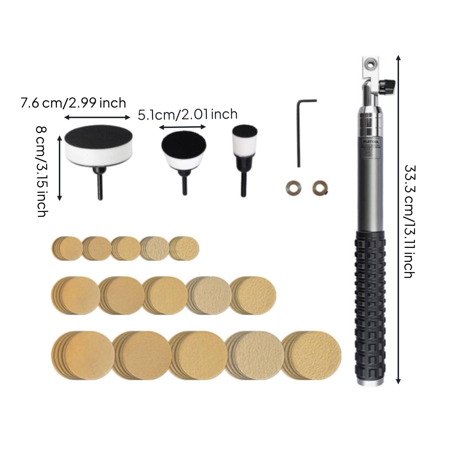 MagiDeal Equipo Industrial Kit de Pulido de Tazones de Madera Herramienta de Lijado para Torno Juego Manual Mango de Aluminio Aleado Discos Ajustables para