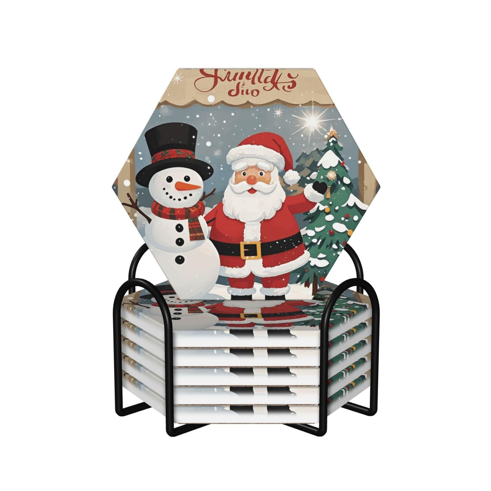 Sous-verres céramique absorbants contre taches table Noël