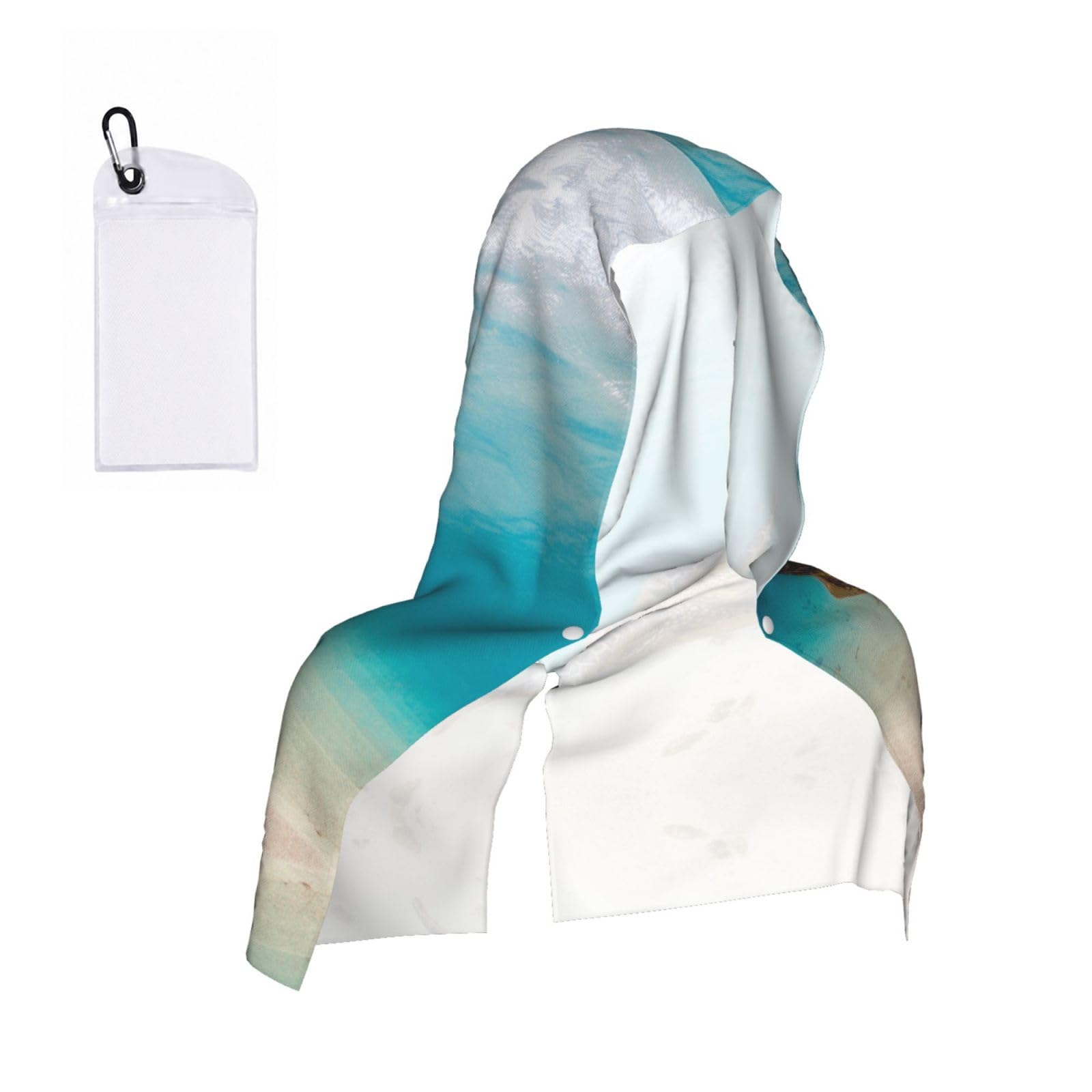 SATUSA Underwater Diving Sea Turtle Print Cooling Hoodie Towel, Cooling Towels For Neck And Face, Quick Drying Absorbent Cooling Head Towel Beach Camping Gym Construction(2pcs)