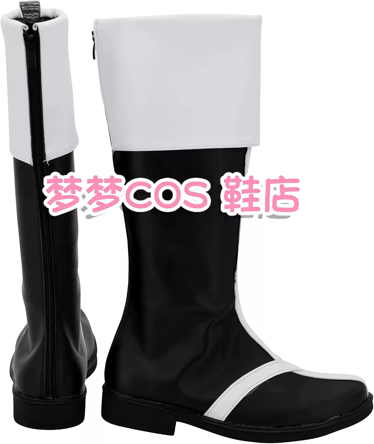 Black Knee High Cosplay Boots PU Leather Unisex Role Play Footwear Comic Exhibition Halloween Costume Accessory