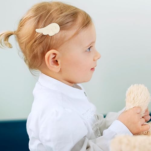 Miniatura 4 de Beaupretty Pinzas de pelo de dibujos animados, pinzas de pelo de alas de ángel de felpa antideslizantes para niñas y mujeres (blanco)
