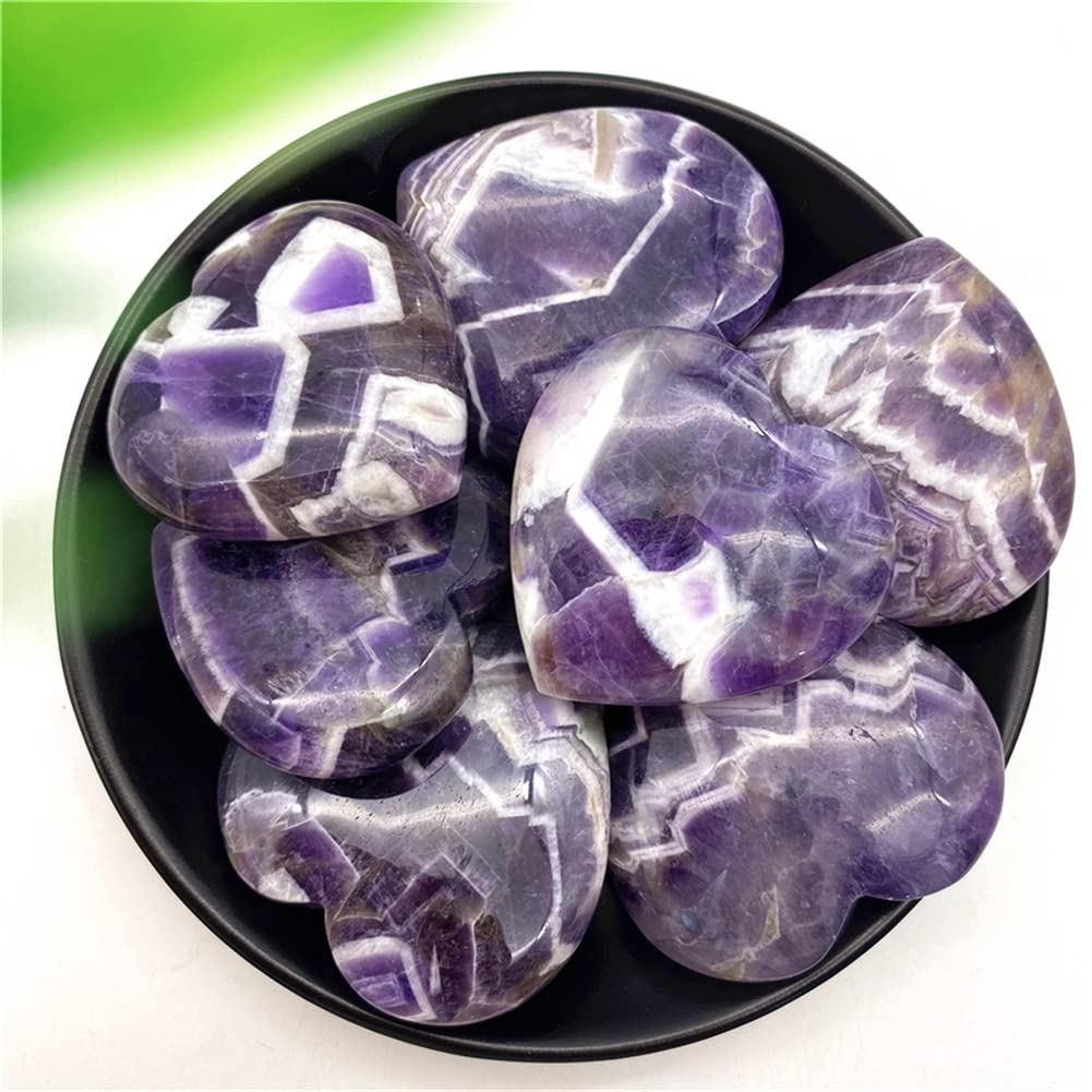Haussammlung 1 Packung natürlicher Fantasie-Amethyst-Herzstein, Kristall, handgeschnitzte Palmherz-Edelsteine, wunderschöner Kristall,