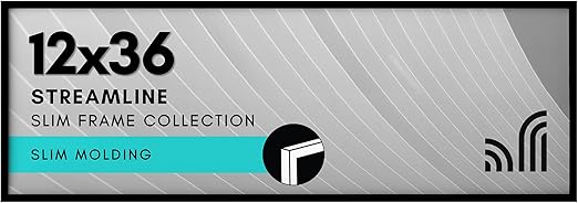 Americanflat 12x36 Picture Frame with Polished Plexiglass - Streamline Collection - Thin Border Picture Frame for Wall Display - Hanging Hardware Included - Black
