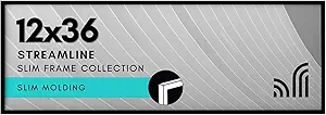 Americanflat 12x36 Picture Frame with Polished Plexiglass - Streamline Collection - Thin Border Picture Frame for Wall Display - Hanging Hardware Included - Black