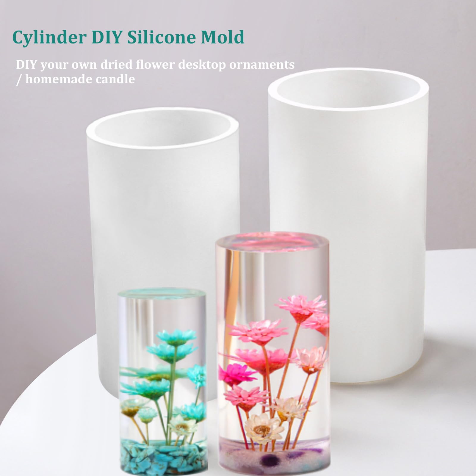 Large Cylinder Mold for Candle Making, 2 Packs of Cylinder Silicone Candle Mold Large Pillar Epoxy Resin Casting Mold for Wax Candle Resin Craft Making