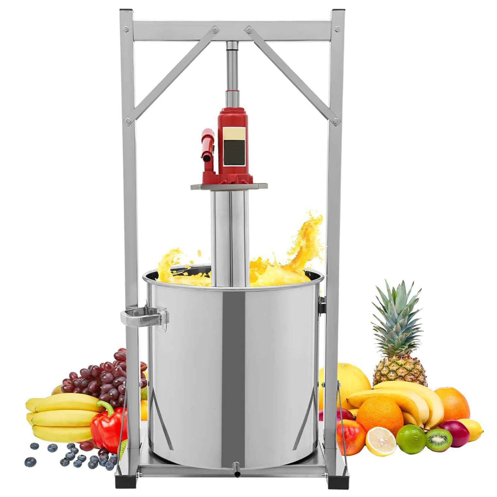 Pressa idraulica per vino e frutta, pressa manuale per spremiagrumi, cestello in acciaio inox e supporto per la produzione di birra e sidro in casa