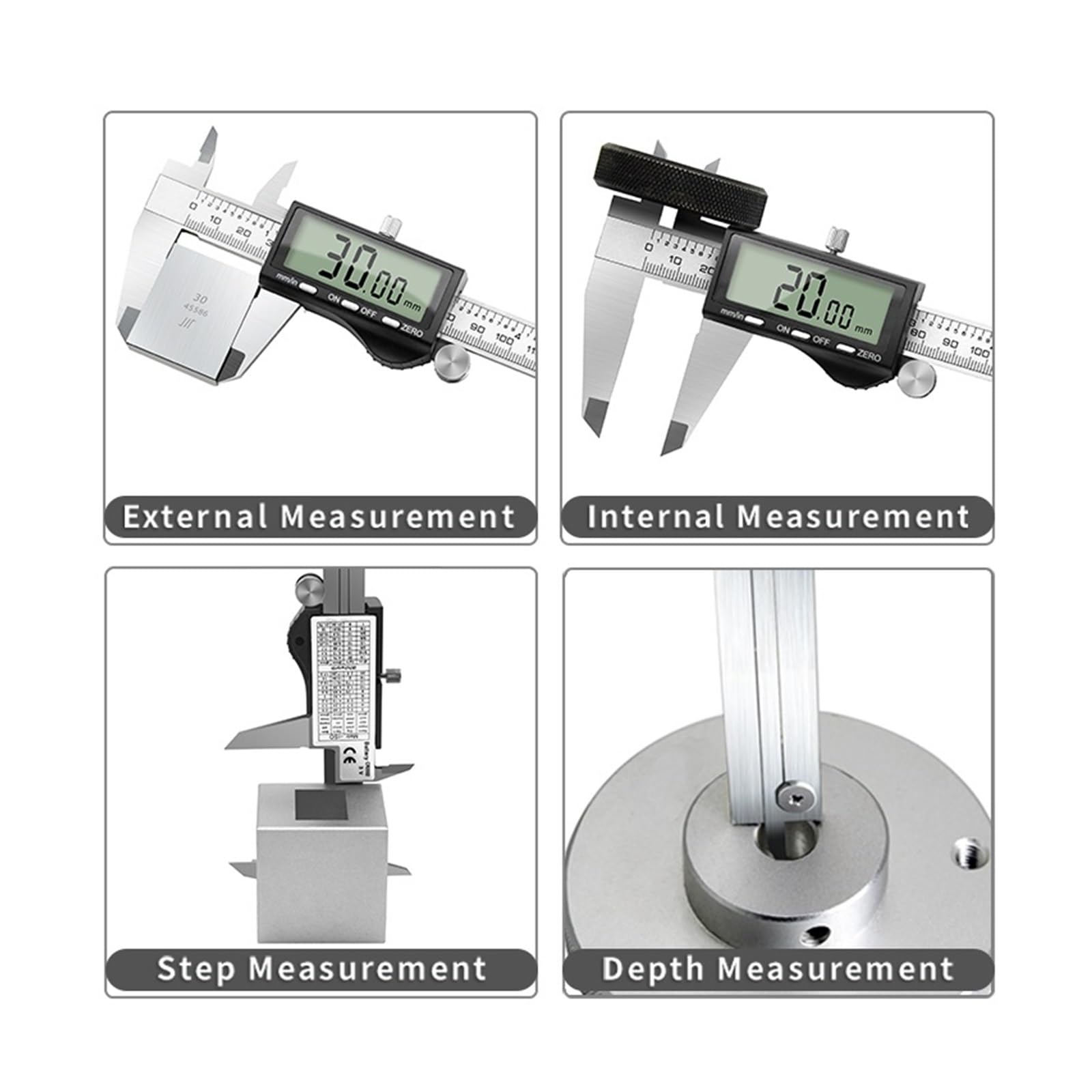 Micrómetro Calibrador digital de 150 mm, 200 y 300 con pantalla LCD grande, calibrador dígitos Vernier metal, herramienta medición(0-300mm)