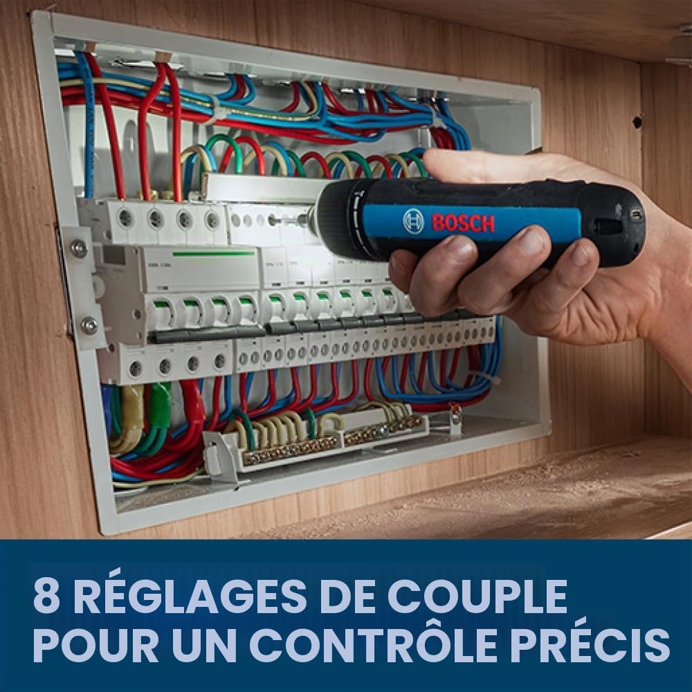 Bosch GSD4V-35 4V Max USB-C Tournevis rechargeable - Conception compacte, double activation, verrou universel pour embouts, 8 réglages de couple, lampe de travail LED