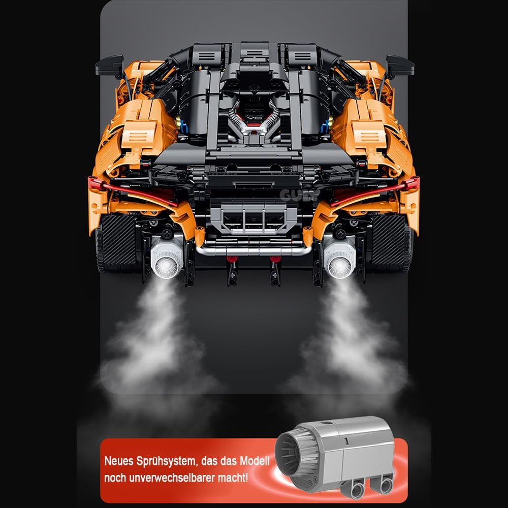 DOYAY Technik Auto für Mclaren W1 Orange Sportwagen, Technik Rennwagen Modell Bausatz, 3400+ Teile MOC Auto Modell, für Mclaren W1 Orange Rennauto (Originalverpackung)