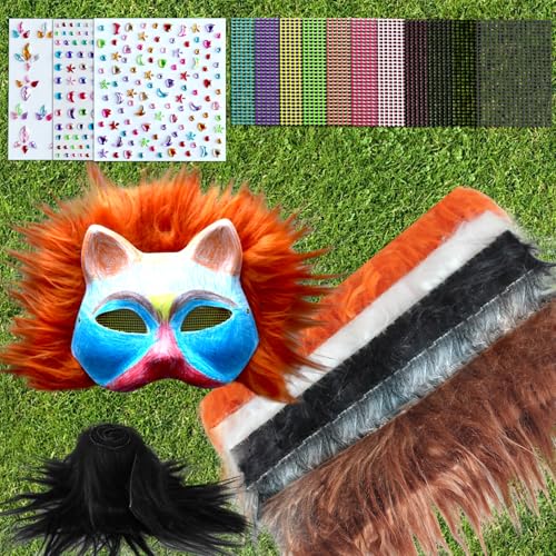 image for APZ DIY Cat Therian Mask Kit with Felt Fabric Sheet, Eye Meshes, Faux 