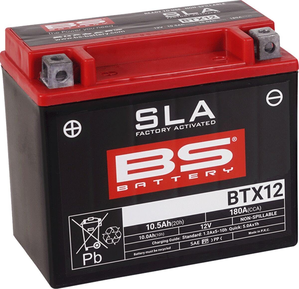BS Battery 300680 btx12 AGM SLA Moto Batterie Noir
