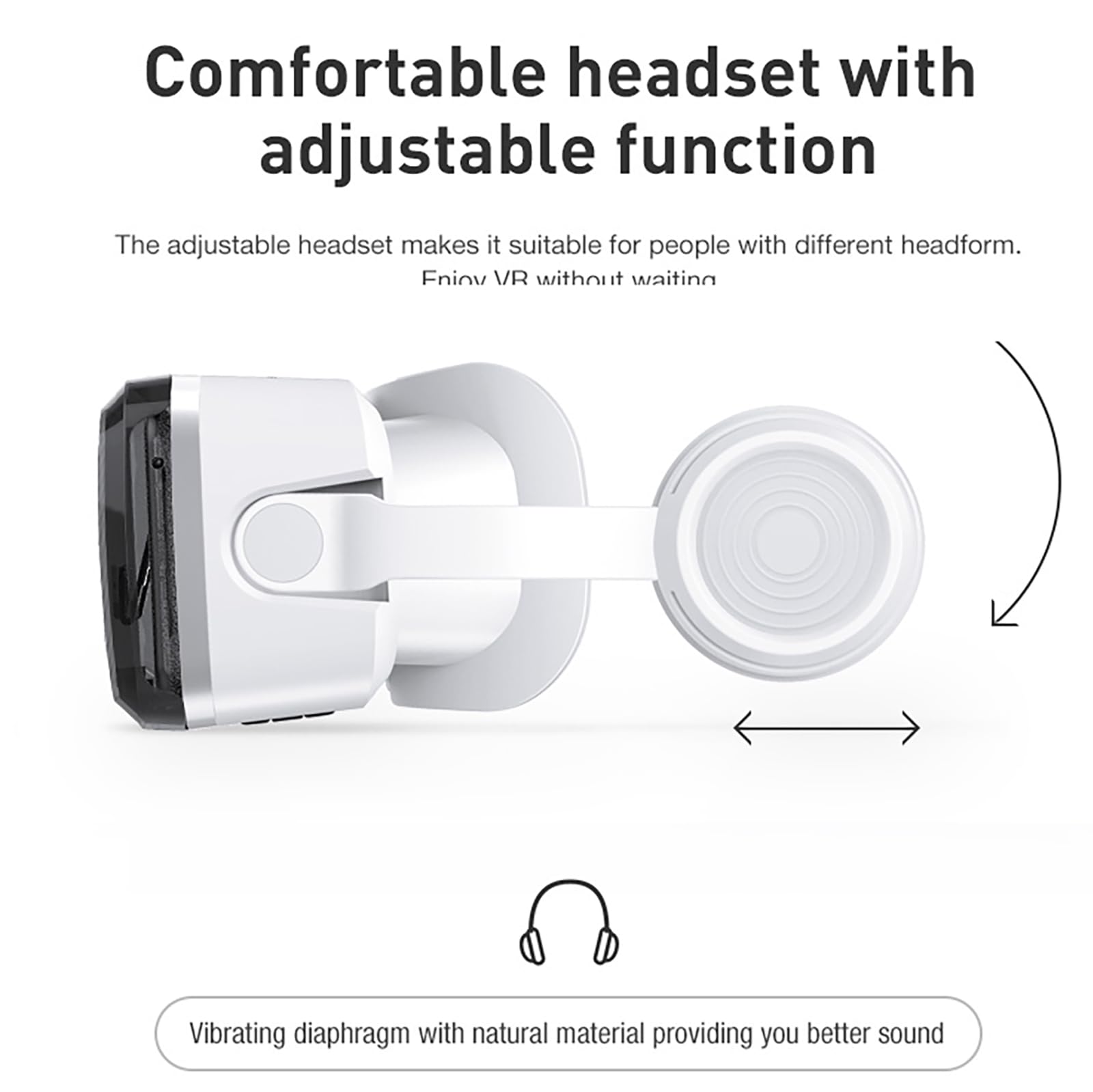 【3D VR Headset mit integrierten Bluetooth-Kopfhörern】Kompatibel mit iOS/Android-Geräten, für iPhone/Samsung-Handys, ideal für Filme und Gaming