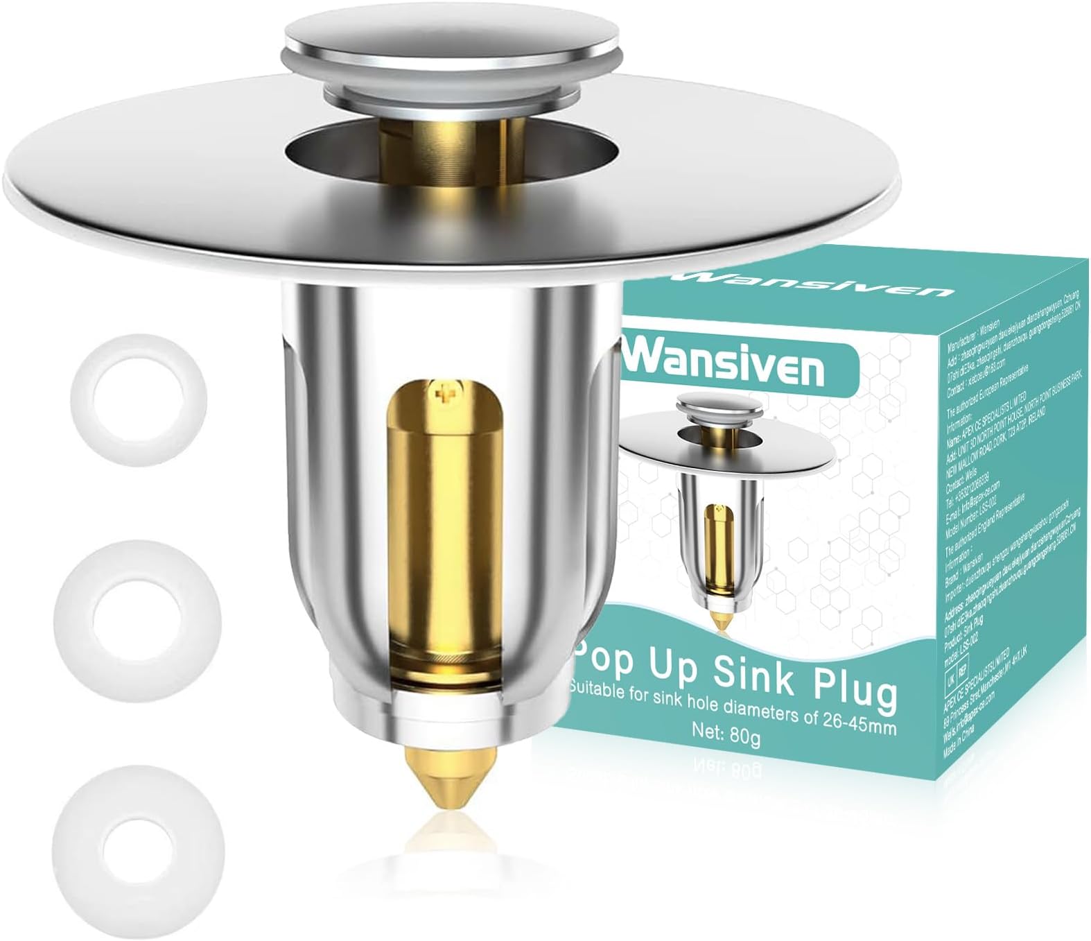 2 Tappi Scarico Lavello In Gomma Con Gancio - Universali, Per Vasca, Cucina, Bagno